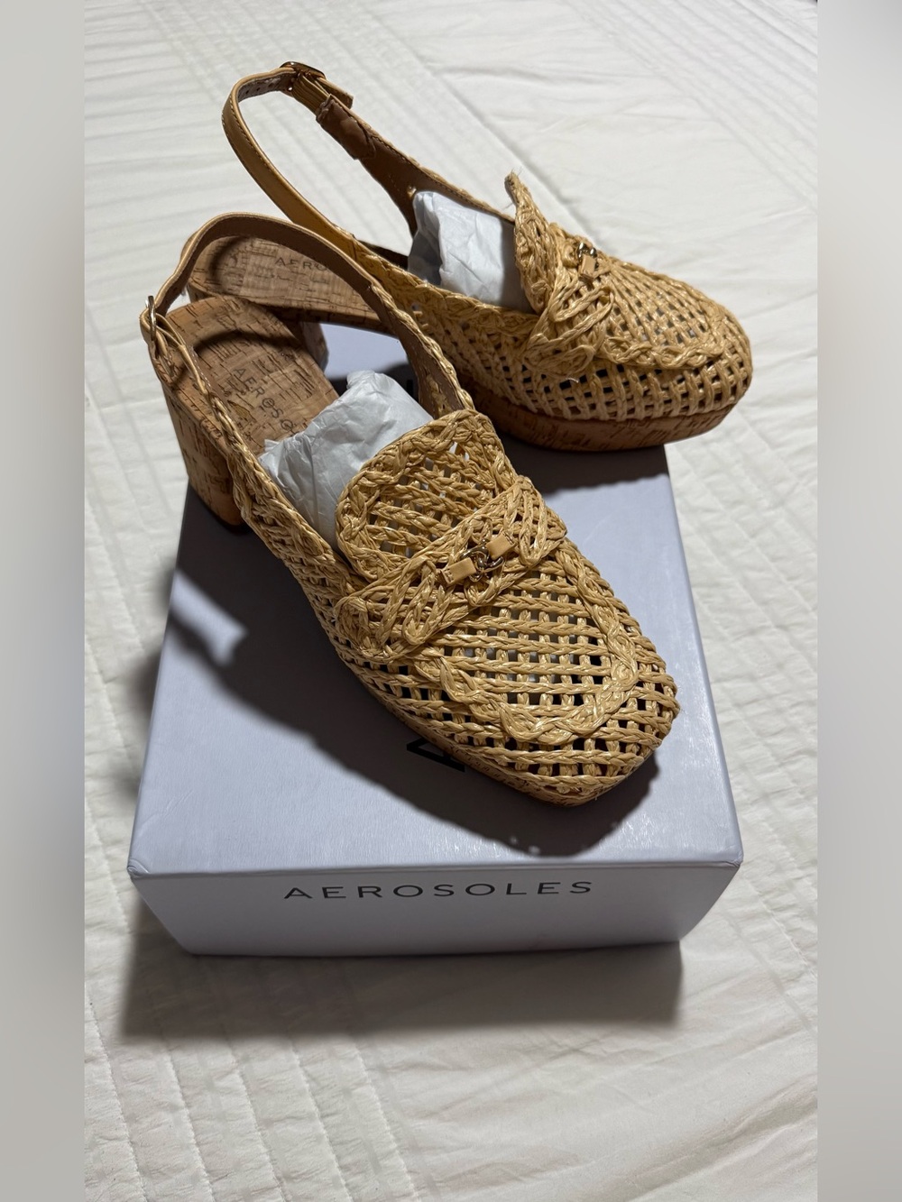 AEROSOLES Woven Slingback Clog in Tan